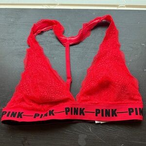 PINK Victoria's Secret Vibrant Red Lace Bralette